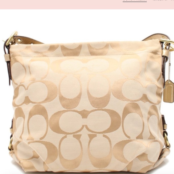 NEW Coach F15067 Soho Signature Duffle Shoulder Bag Tan/ Gold - Picture 11 of 17